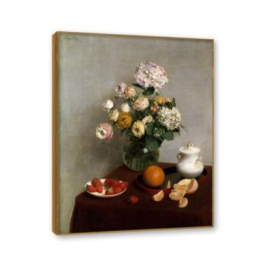 Imagem de Moldura de teca. Arte de parede em tela de especiarias coloridas e colher de tempero | Decoração de cozinha vintage | Arte moderna para casa e sala de jantar. B68. 30 x 40 cm - 11,8 x 15,7 pol