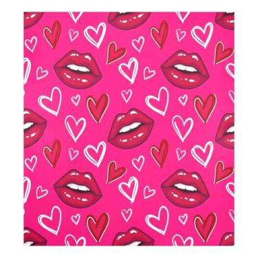 Imagem de Blueangle Lábios e corações vermelhos capa magnética para lava-louças, decoração da capa frontal da máquina de lavar louça, adesivos de eletrodomésticos, adesivos de eletrodomésticos, 58 cm C x 66 cm