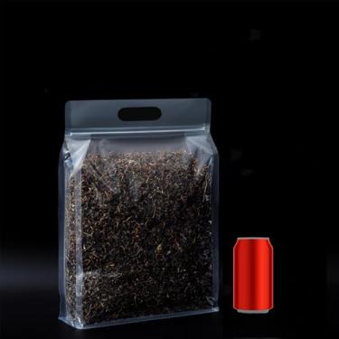 Imagem de Pacote com 10 sacos de armazenamento de fundo plano de plástico transparente com alça de transporte para guardar alimentos, embalagem com zíper, recipientes convenientes e portáteis para passeios