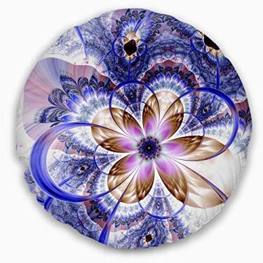 Imagem de Sala de estar redonda floral floral floral com luz azul da Designart, sofá, almofada de alta qualidade + capa de almofada impressa em ambos os lados 40 cm