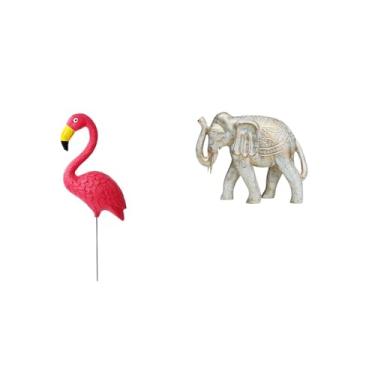 Imagem de Whtkoph Escultura de Flamingo, Ornamento de Primavera E Ano, Estátua Rústica Esculpida à Mão, Acessório Artístico para Jardim.