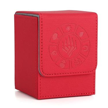 Imagem de Arkeiliy Card Deck Box, 110+ Storage MTG Deck Box with 50 Pcs Card Sleeve, Collectible Trading Card Cases for Magic Commander and More (Red)