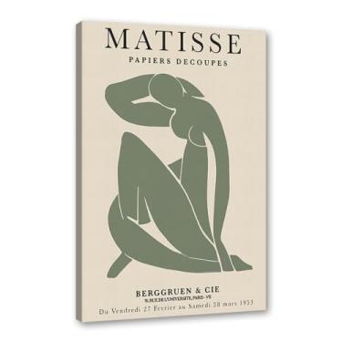 Imagem de Impressão de arte de parede verde sálvia Matisse arte de parede abstrato mercado de flores Picasso exposição pôsteres minimalistas linha arte folha boho decoração de quarto (SKU1,30.5x40.6 cm = (30x40