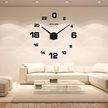Imagem de Relógio de Parede DIY 3D Moderno Grande com Efeito Espelho Vidro Acrílico para Decoração Casa e Sala Estar