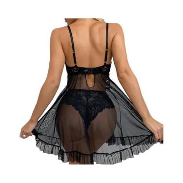 Imagem de Conjunto De Lingerie plus Size Sensual Com Camisola De Decote Profundo