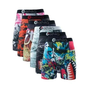 Imagem de Boxers Respiráveis plus Size Para Homens, 6 Peças, Estampados, Roupa D