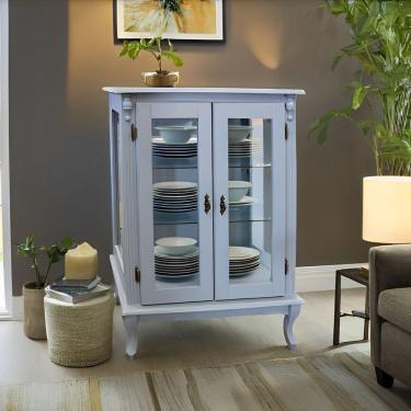 Imagem de Cristaleira Clássica Em Madeira - 2 Portas E 2 Prateleiras Com Pés Luiz Xv