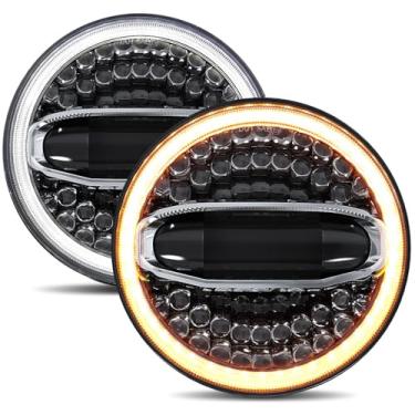 Imagem de 4X4FLSTC Faróis de LED de 17 cm H6024 halo redondo compatível com Jeep Wrangler JK JKU 2007-2017, H1 H2, Miata farol alto/baixo DRL farol de substituição aprovado pelo DOT Halo preto