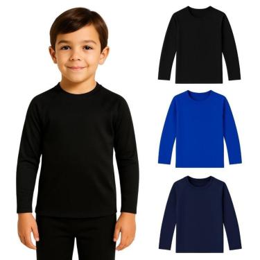 Imagem de Kit 3 Camisetas Manga Longa Infantil Menino Proteção Solar-Masculino