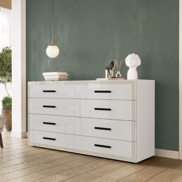 Imagem de Cômoda Valência 8 Gavetas Branco Politorno Móveis