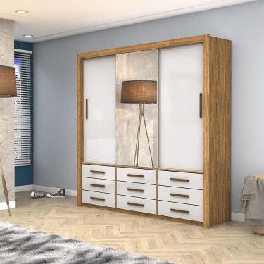 Imagem de Guarda Roupa Anjos Plus 3 Portas 9 Gavetas Carioca Móveis Cinamomo Com Off White