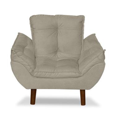 Imagem de Mini Poltrona Cadeira Infantil de Criança Suede Bege Pés Palito - Tuca