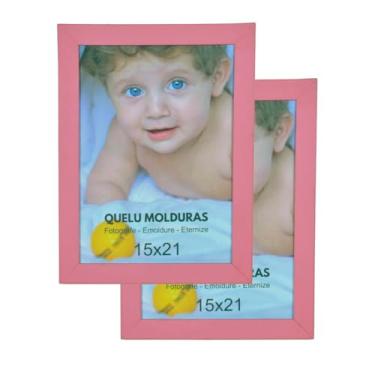 Imagem de Kit 2 Porta Retrato 15x21 A5 Lisa - Quelu Molduras (Rosa bebê)