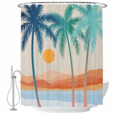 Imagem de Conjunto de cortinas de chuveiro boêmias de verão boêmio para banheiro para decoração de banheira, acessórios de casa de 182 x 182 cm