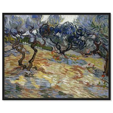 Imagem de Art Remedy Vincent Van Gogh-Olive Trees Classic Fields And Floral Canvas Wall Art, Black Floater Frame, 61.0 cmx50.8 cm