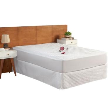 Imagem de Capa Protetora de Colchão Impermeável Matelado Casal Solteiro com Elástico (Branco - Proteção contra Líquidos e Ácaros)