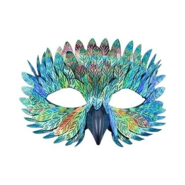 Imagem de Máscara De Águia Meia-Face Bico De Pássaro Com Plumas Para Fantasia, H