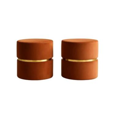 Imagem de Puff Redondo Provador Banqueta Assento Estofado Decora Sala Escritorio(Kit 2 Veludo Terracota)