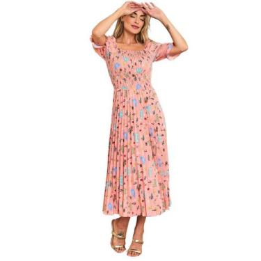 Imagem de Vestido Festa Midi Plissado Laço Atras Manga Bufante - Look Modas Octa