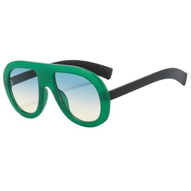 Imagem de Óculos de Sol UV400 - Tamanho Grande com Estampa de Leopardo em Degradê em Cores Doces para Homens e Mulheres, Ideais para Esportes ao Ar Livre, Corrida e Ciclismo, Verde