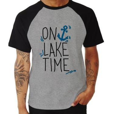 Imagem de Camiseta Raglan On Lake Time - Foca na Moda, Cinza, Preto, M