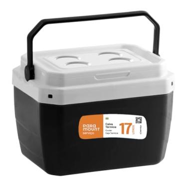 Imagem de Caixa Térmica Cooler 40 Litros Grande Com Alça Colorida P/Bebidas C/Porta Copos Ideal Praia Pesca Camping (Preto)