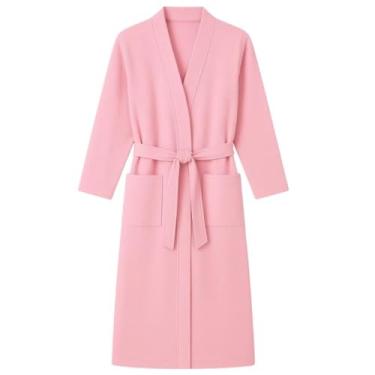 Imagem de Roupão de Banho Adulto Unissex 100% Poliéster Felpudo - Extra Macio, Absorvente e Ideal para Relaxamento Doméstico (Rosa)