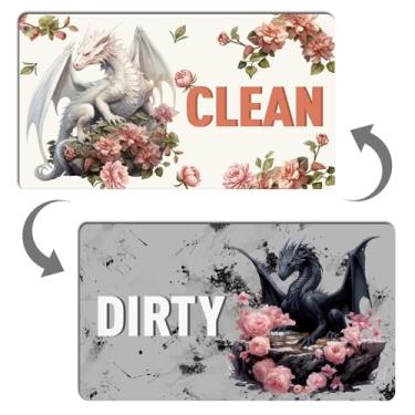 Imagem de Cosmisun Ímã de lava-louças Clean Dirty - Ímã de sinal sujo de dragão para máquina de lavar louça, animais de fantasia, lava-louças, geladeira, indicador de flip reversível para casa, cozinha