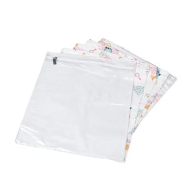 Imagem de Kit 5 Pçs Saco Organizador Impermeável Com Visor e Zíper - Ideal para Viagem, Mala e Roupas de Bebê (Maternidade e Creche) (Rosa Princess)