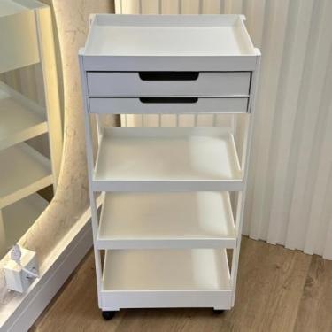 Imagem de Carrinho Auxiliar Pintado Prateleira C/Gavetas A4 C/Rodinhas 80cm(Banco Gavetas Brancas)