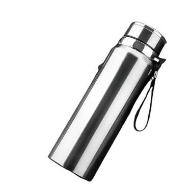Imagem de Garrafa Térmica Parede Dupla Copo De Água A Vácuo Com Infusor Prata De Água E Cordão Portáti(Prata,1000ml)