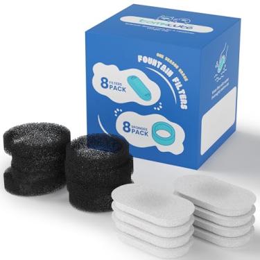 Imagem de Filtros de substituição oficiais para fonte de água para gatos – Pacote com 16 filtros de fonte de água para animais de estimação de 3,2 L/3061.7 g e 4L/3,827 g, filtros de substituição de filtragem