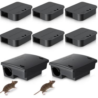 Imagem de Mysora Pacote com 8 chaves necessárias para estação de rato, 2 estações grandes e 6 compactas para uso externo, caixas de iscas resistentes ao clima para ambientes internos e externos