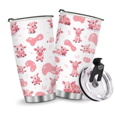 Imagem de Caneca de café com isolamento térmico copo de viagem garrafa de água presentes para Natal, aniversário, dia das crianças, presente de aniversário, gado gelado, 590 ml, cabo de aço inoxidável quente e