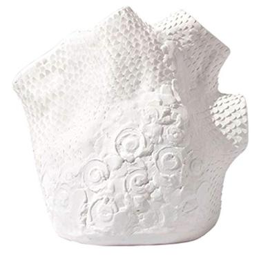Imagem de Vaso de cerâmica branco, garrafa de flores em forma abstrata, ornamentos foscos simples, decoração de mesa moderna, para armário de vinho (cor: branco, tamanho: 27 * 19 * 25 cm)