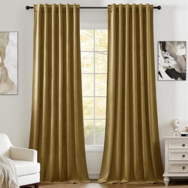 Imagem de Cortinas de veludo de 250 cm de comprimento para quarto, cortinas supermacias com isolamento térmico para escurecimento de quarto, cortinas de janela luxuosas para sala de estar, bolso traseiro para