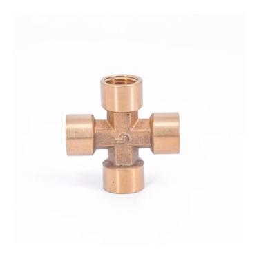 Imagem de Divisor de latão Cruz 4 Way Pipe Fitting DN8 1/10.2 cm acoplamento conector adaptador fêmea DWBPGVUN