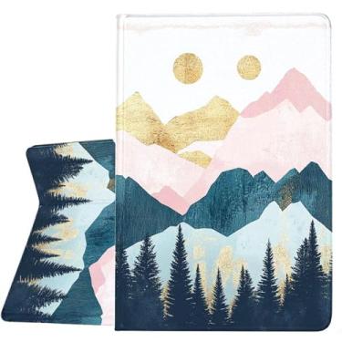 Imagem de ZHJLZQAI Capa para Samsung Galaxy Tab A11+ / Tab A9+ 11 polegadas 2025/2023, couro protetor fino, despertar/hibernar automaticamente, suporte de ângulo de visão ajustável. Pôr do sol na montanha