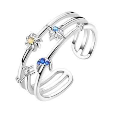 Imagem de Anel Feminino De Prata Esterlina 925 Com Caveira, Laço, Coroa, Coração