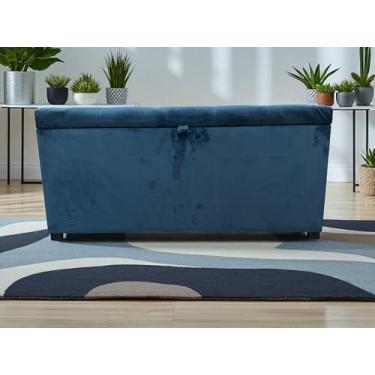 Imagem de PUFF BAÚ 1 METRO ESTOFADO EM MDF COM DOBRADIÇAS COM PISTÃO (Azul Marinho)
