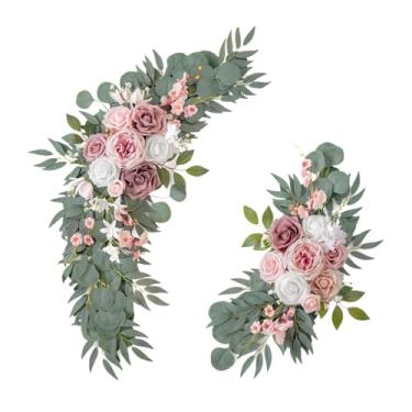 Imagem de predolo 2x Guirlanda Floral de Seda para Decoração de Arco de Flores Artificiais para Casamento, Porta de Entrada, Cerimônia, Casa e Estilo Fazenda, Rosa