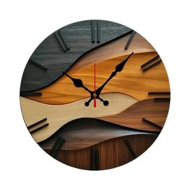 Imagem de Relógio De Parede Redondo De Madeira Silencioso Estilo Nórdico Para Sa