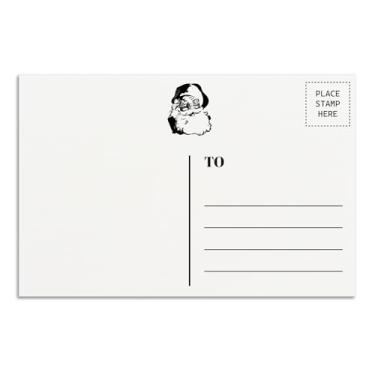 Imagem de Pacote com 50 cartões postais em branco 10 x 15 cm para o Natal - verso de cartão postal impresso com Papai Noel alegre - cartolina grossa (325 gsm) - branco brilhante, acabamento liso - perfeito para