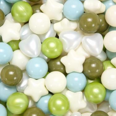 Imagem de GOGOSO Bolas de bola verde para bebês e crianças, bolas de pérolas para poços de bola, festa temática, casa de salto, aniversário, 100 peças, verde + verde escuro + azul