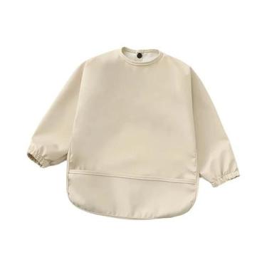 Imagem de Babador Impermeável De Manga Longa Para Crianças Com Bolso, Avental De