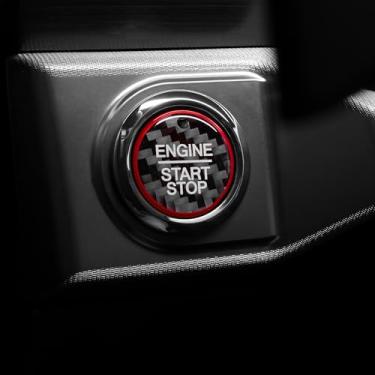 Imagem de BETTERHUMZ Adesivo decorativo de botão de partida do motor de carro para Ford F150 2025 2024 2023 2022 2021 2020 2019 2018 2017 2016 2015 Fibra de Carbono Acabamento do Console Central Acessórios