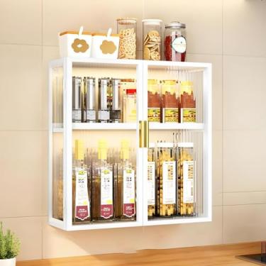 Imagem de Armários de remédios, cozinha, banheiro, armário de parede com porta transparente, organizador de armazenamento de parede, armário buffet sobre vaso sanitário, moldura de metal