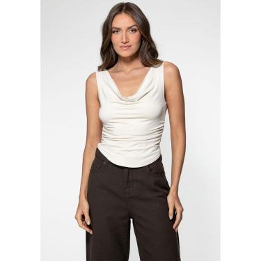 Imagem de Blusa Malha Decote Degagê Creme-Feminino