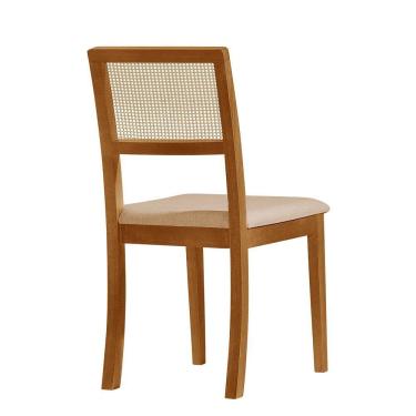 Imagem de Kit 8 Cadeira Estofada Jantar Rubi Linho Madeira Maciça bege