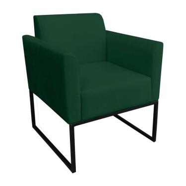 Imagem de Poltrona Decorativa Base Industrial Preto Maressa S23 Suede Verde - Ibiza